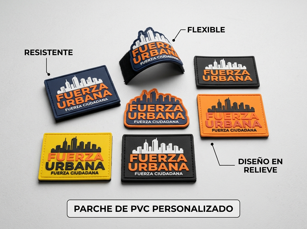 Parches de PVC personalizados resistentes, flexibles y modernos